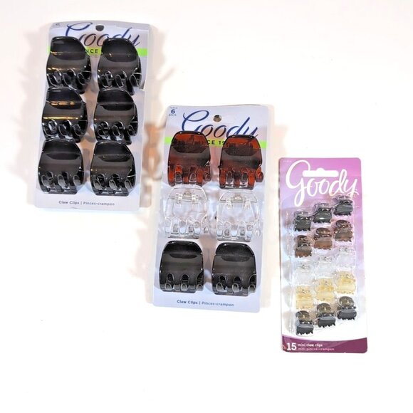2 - Goody Medium Claw Clips 6 count and 1 Goody Mini Claw Clips 15 count package - Picture 1 of 8
